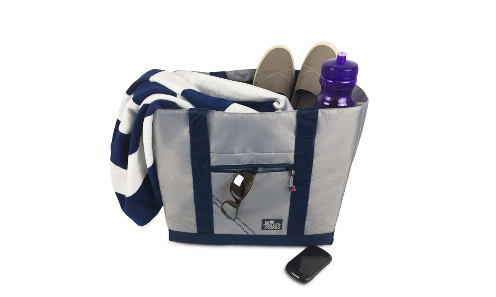 Silver Spinnaker Tote with Items